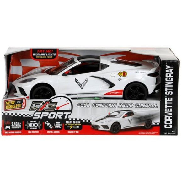 Corvette Stingrays Sports Car 22" FF Usb Showcase 1:8 Scale R/C C-8 White 🆕NWT! - Picture 6 of 11